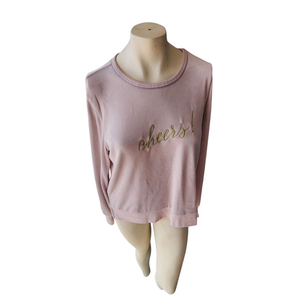 Kate Spade Pajama Top Womens SZ Large Cheers Velour Comfy Winter Novelty Holiday
